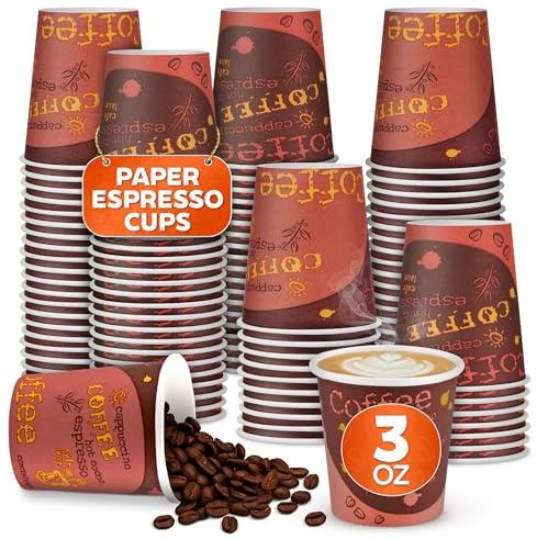 200-Pack 3 oz Disposable Espresso Cups – Small Espresso Paper Cups for Hot Drinks | Compact and Durable Great for Coffee, Tea, Summer Beverage Shots, for Home, Office, Graduatio Events & On-the-Go Use