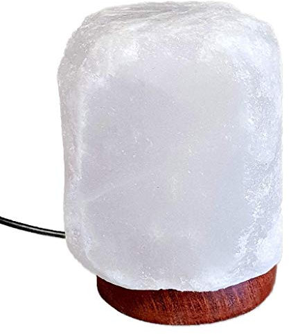 SudoreWell® Weiße USB Halit Salzlampe in Naturform aus der Salt Range Pakistan - Höhe ca.10 cm