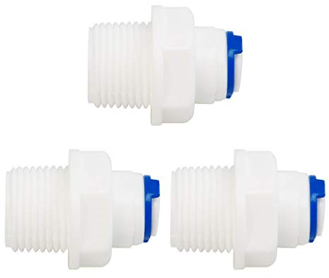 sourcing map Conector para Purificador Agua Macho BSP 3/8 a 1/4 OD 3uds | 6,4 mm OD Recto Tubo Conexión Rápida Manguera de Agua con Conector de Empuje para Sistemas de ósmosis Inversa RO
