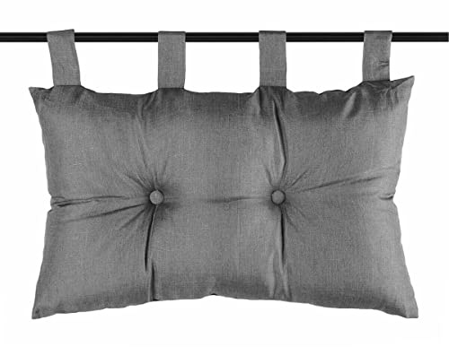 Caritex Cuscino Testata Letto Con Passanti a Strappo, Cuscino Testiera Letto Imbottito Con Fiocco di Poliestere, Montaggio Rapido, con Bottoni Decorativi 45x70 cm Modello Bea S809 (Antracite)