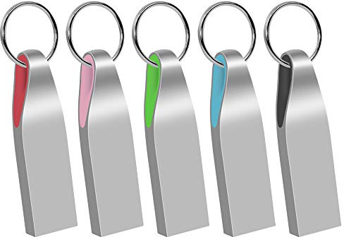 Clé USB 4 Go, EASTBULL Cle USB 2.0 Flash Drive Stockage Clef USB Pivotantes U Disque Mémoire Stick Pendrive avec 5 Cordes, Ensemble de 5 (Noir Bleu Violet Rouge Vert)
