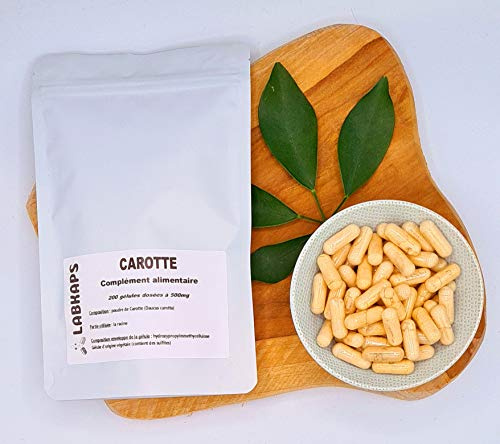 CAROTTE 200 gélules dosées à 500 mg enveloppe 100% végétale - complément alimentaire