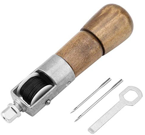 Punzón de Costura de 2 Agujas, punzón de Costura de Costura de Bloqueo automático para Manualidades en Cuero, Herramienta de reparación de Zapatos de Coser a Mano de Ganchillo