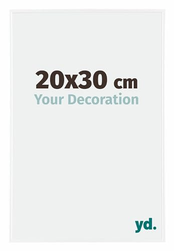 Your Decoration - Bilderrahmen 20x30 cm - Weiß Hochglanz - Bilderrahmen aus Kunststoff mit Acrylglas - Antireflex - 20x30 Rahmen - Evry
