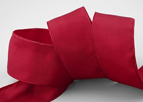 finemark 25 m x 40 mm Drahtkantenband Leo DUNKELROT Bordeaux (191) Dekoband mit Drahtkanten einfarbig Geschenkband Stoffband Schleifenband Draht aus nachwachsenden Rohstoffen biologisch abbaubar