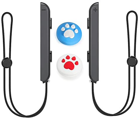 Dragonne pour Switch Joycon – 1 paire de cordons de rechange avec capuchons pour joysticks pour manette Joy Con Joy-Con