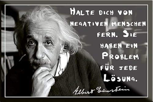 schilderkreis24 – Lustiger Albert Einstein Spruch Zitat “Halte Dich von negativen Menschen fern..“ Magnet Deko Kühlschrankmagnet Küche Geschenkidee Geburtstag Weihnachten 9x6 cm