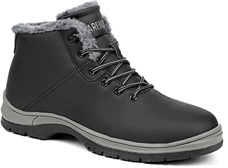 CARENURSE Mens Winter Snow Boots Water Resistant Warm Fur Lined Anti Slip Work Ankle Shoes Casual Lightweight Hiking Outdoor Trekking Boot