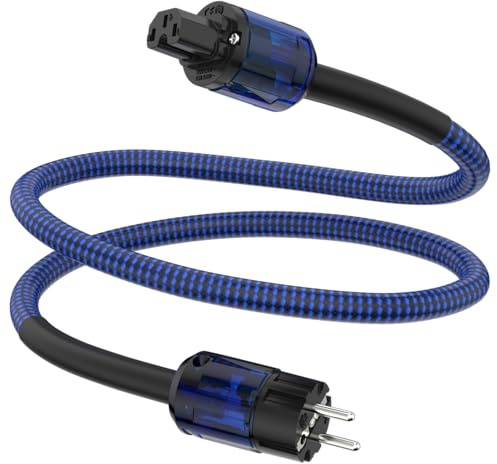 Tertullus HiFi High End Netzkabel C15 Stromkabel HiFi Audio kaltgerätekabel Mit Schukostecker & Kaltgerätestecker (P037, 1.5m)
