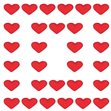 Weenkeey 30 Stück Mini Herz Gestickte Aufnäher Liebe Herz Aufnähen Patches Niedliche Herzform Aufbügeln Applikationen für Kleid Jeans Jacken Hüte Taschen Schuhe - Rot