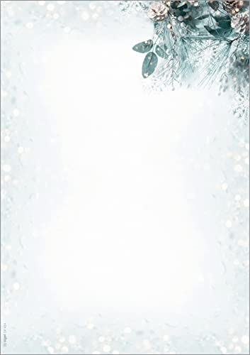 SIGEL Weihnachtsbriefpapier Eucalyptus Magic A4 100 Blatt | DP424, Weihnachtliches Motiv auf nachhaltigem Papier für festliche Korrespondenz