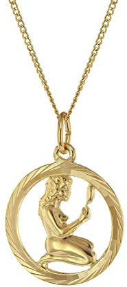 trendor Halskette mit Jungfrau Sternzeichen 333 Gold Ø 16 mm 41980-09-45 45 cm