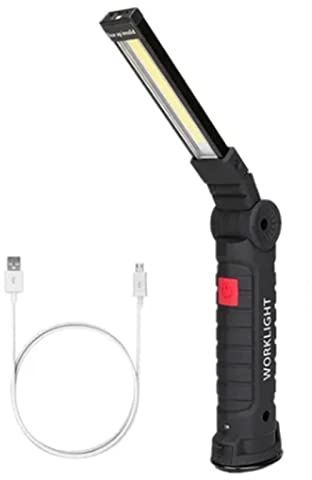Lampe De Travail LED, Lampe LED Rechargeable Avec Base Magnétique Et Rotation à 360°, 5 Modes, Lampe De Poche Pliante Pour Réparation De Voiture, Atelier, Ménage