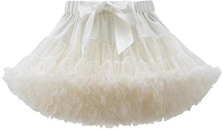 Toddler Girls Tutu Skirt Princess Puffy Soft Tulle Birthday PartyShort Petticoat Beige 2-3 Years