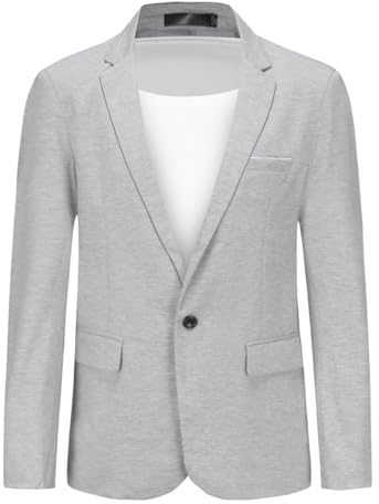 Allthemen Herren Sakko Baumwolle Blazer Sportlich Stretch Anzugjacke Slim Fit Business Jacke Leicht Freizeit Grau M