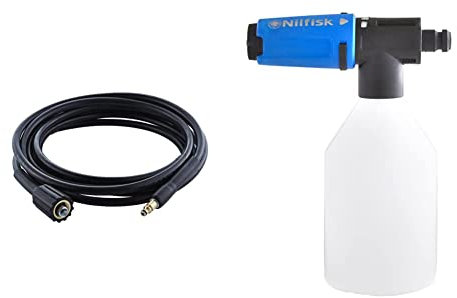 Nilfisk 5m Hose for High Pressure Washer & 128500938 Super Foam sprayer for pressure washer, Blue