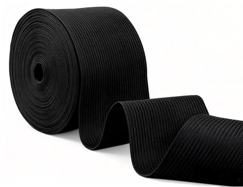 LABUYI 5M Gummiband 50mm Breit,Gummiband Nähen,Elastisches Band (Schwarz) | Gummiband Breit,Gummiband für Hosenbund,für Kleidung,Mützen,Handschuhe,Socken,5m x 50mm