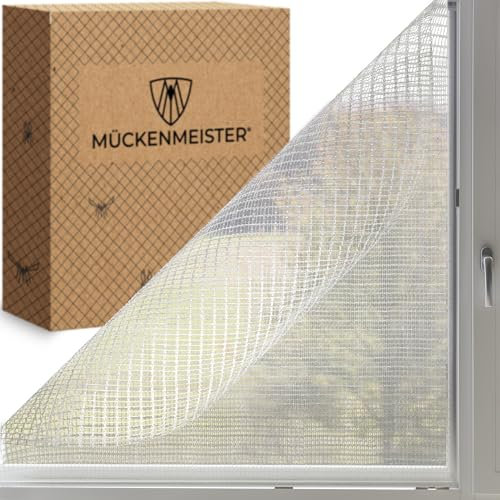 MÜCKENMEISTER® Fliegengitter Fenster (130x150cm, weiß) - Fliegengitter zuschneidbar - Insektenschutz Fenster mit Klebestreifen - Fliegennetz Fenster - Mückennetz Fenster - Insektenschutz