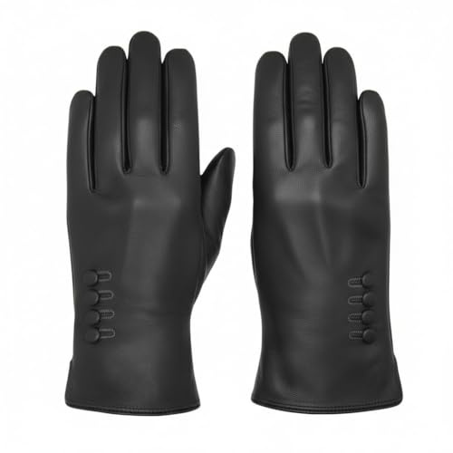 TheGloveHut Damen Echtes Weiches Leder Handschuhe Vollständig Gefüttert Geschenk Verpackt (Grau, Klein 6.5 )