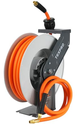 Txecpro Retractable Air Hose Reel, 3/8 IN x 30 FT Hybrid Air Hose MAX 300 PSI, Air compressor hose reel with 5 ft Lead in, Ceiling/Wall Mounted air hose, Heavy Duty air tool