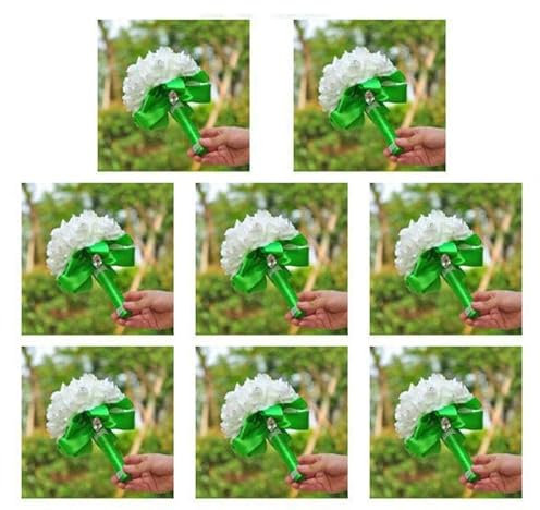 ZEYRU 5/8/10PCS Simulation Bouquet Schaum Romantische Frische Süße Künstliche Braut Mit Blumen Hochzeit Braut Hand Stick Blume-08 8pcs
