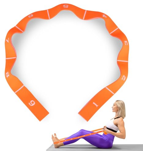Elastico Fasce di Resistenza, Fitness Elastici e bande Yoga Stretching Band Ceinture Elastiche Cinghia Elastica (arancione fluorescente)