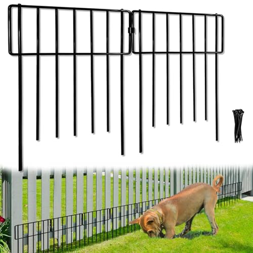 Thrivinest Tier-Absperrzaun, 26 Stück, keine Grabenzaun, dekorative Zäune, 43,2 cm (H) x 3 m (L), rostfreier Metalldraht, kleiner Gartenzaun, Umrandung für Hunde, Kaninchen, 26 Stück, 7,6 m
