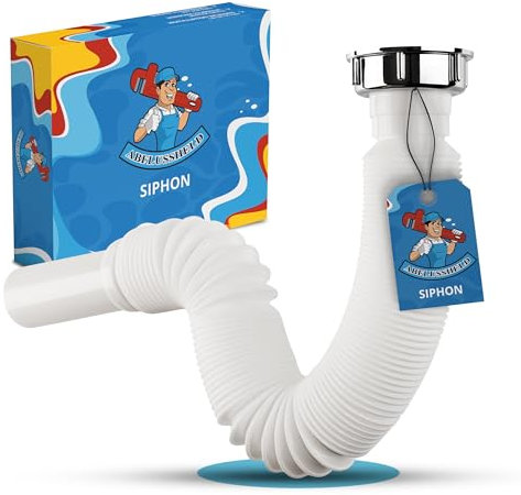 ABFLUSSHELD Manguera Flexible de Desagüe - 1 1/4 x 32mm Sifón Flexible para Fregadero - Sifón Flexible con Tubo de Desagüe Extensible 32-89cm - Desagüe Flexible para Fregadero