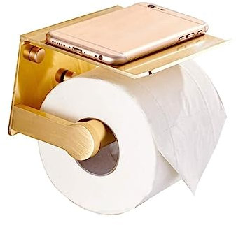 Cabilock Multifunktionaler Toilettenpapierhalter Aus Antik-Aluminium Mit Ablage Für Mobiltelefone Badezimmerzubehör Gold Für Toiletten Und Private Haushalte