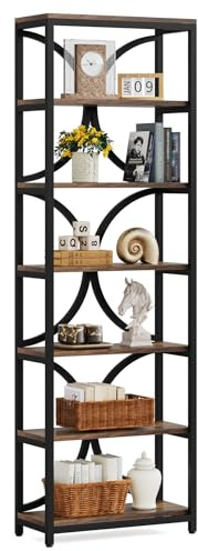 Tribesigns Bücherregal mit 6 Ebenen, 200 cm industrielles Küchenschrank mit Lagerregalen, Aufbewahrungs-Organizer für Wohnzimmer, Schlafzimmer und Home Office, Braun