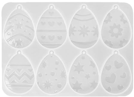 TEHAUX Silikonform Ostern 14.2 X 9.9 Cm Flexible Epoxidharz Gießform Für Diy Schmuckherstellung Mit Ohrring-Anhänger Motiv Osterei Und Hase