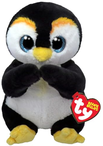 Ty Beanie Bellies - Neve il Pinguino con Occhioni Azzurri Glitter, i Peluche col Pancino Morbido e Coccoloso - 20 Cm - T41505