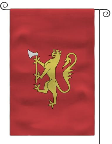 Bandiera medievale con stemma da giardino, 30,5 x 45,7 cm, double face, bandiera per esterni (Regno di Norvegia)