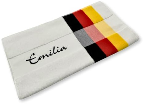 WEBEREI PAHL Personalisiertes Handtuch Deutschland-100% Baumwolle, Individuelles Badetuch/Duschtuch, Hochwertig Bestickt mit Namen oder Wunschtext, (70 x 140 cm)