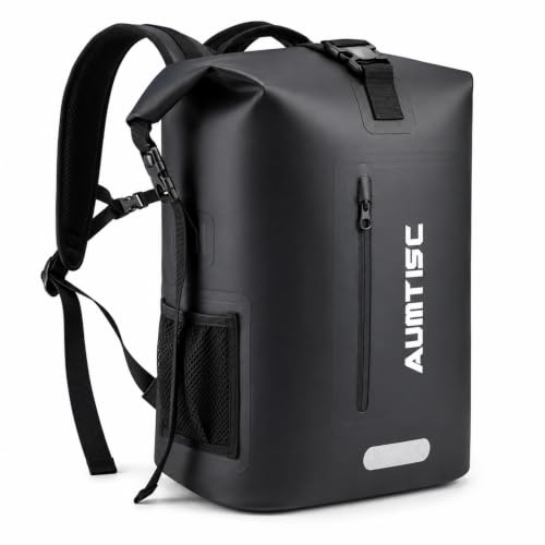 AUMTISC Borsa impermeabile da 35 litri con scomparto per computer, zaino impermeabile a rolltop per kayak, pesca, motorizzazione