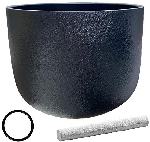 HBALDTEDC Quarz-Kristall-Klangschalen Schlägel, Schwarz, 440 Hz Klangheilungsinstrument, Meditationstherapie-Badeschale, Wildlederstab + O-Ring