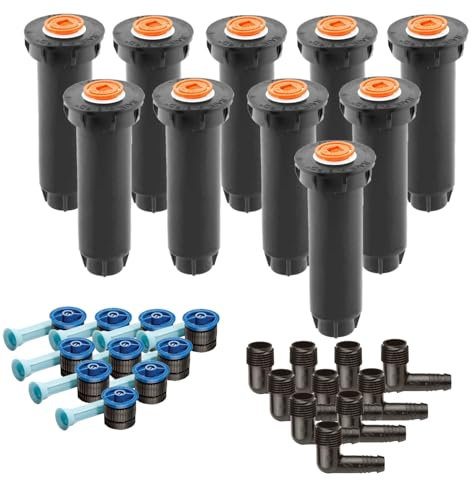 10x Rain-Bird 1804 Versenkregner mit 10 Van Düsen 2,1-3,1 m & 1/2 Flexwinkel SBE050