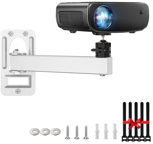 DAWASAPAT Mini Projector Wall Mount- Adjustable Tilt&Swivel Hanging Projector Holder Wall Mount Hanger Rack Stand with 1/4 Screw for Mini Projector with Cable Ties
