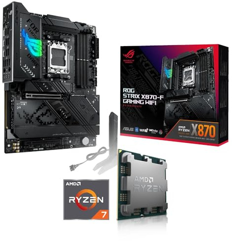 Kit di aggiornamento Bundle Ryzen 7 7800X3D 8X 4.2 GHz Processore, ASUS ROG Strix X870-F Gaming WiFi Mainboard, be Quiet! Dark Rock 5 (assemblato con aggiornamento Bios + controllo funzionalità)