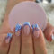 GlamRays 24 Stück Blaue Quadratische Liebe French Press On Nails Blauer French Tip Herz Klebernagel Nägel Vollumfängliche Falsche Nägel Set Für Mädchen Mutter Frauen Geschenk