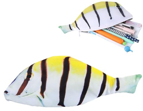 ZEPIQOR 1 pcs Fisch Geformt Federmäppchen Neuheit Fisch Federbeutel Fisch Geldbörse Lustige Federmäppchen mit Gepolstertem Dickschaum Futter für Schule Klassenzimmer