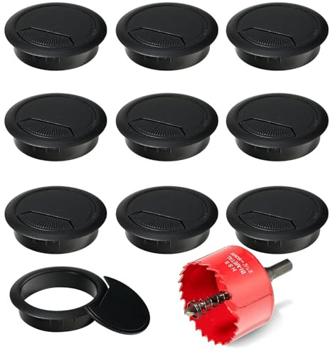 9 Pcs Desk Grommet 60mm with 60mm Hole Saw, Cable Grommet, Desk Cable Hole Cover, Desk Cable Grommet, Desk Hole Cover(Black)