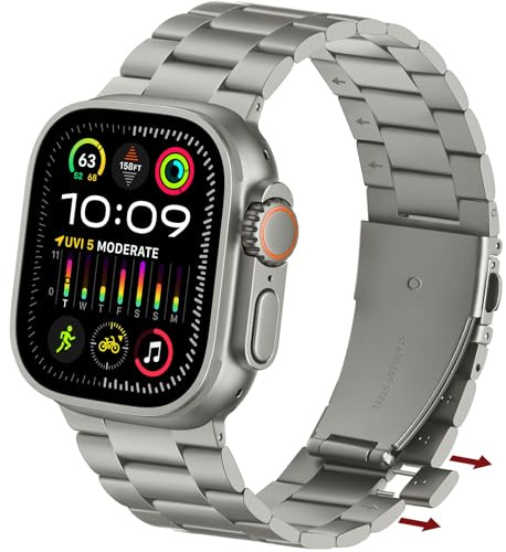 Anlinser Inga verktyg krävs band kompatibla med Apple Watch-band 49 mm, 46 mm, 45 mm, 44 mm, 42 mm, för kvinnor och män, metallband i rostfritt stål, designat för iWatch Ultra 2/Ultra SE Series 10