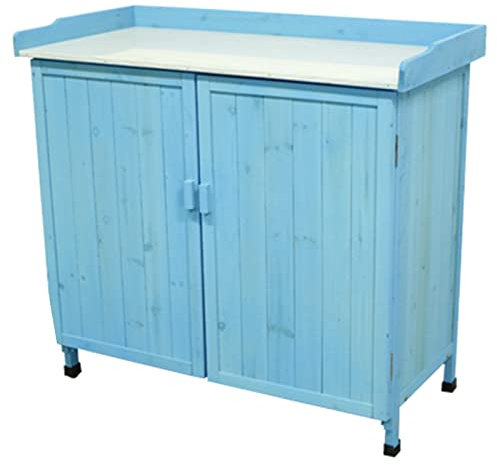 OWOHYG 2 Layers Small Outdoor Garden Storage Cabinet, Backyard Tool Storage Shed, With Waterproof Metal Roof, Wooden Garden House, For Patio Furniture, Mower