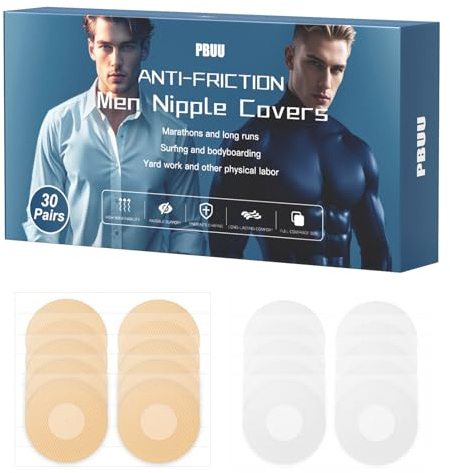 Cache-Tétons Homme,30 Paires (60Pièces) Cache Teton Running, Invisible et Anti-Frottement, Nipple Cover Homme pour Coureurs & Athlète