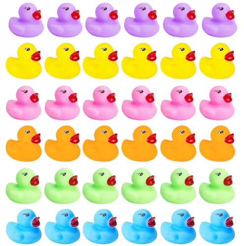 36pcs Mini Rubber Duck Bath Duck Toys, Cute Rubber Ducks For Toddlers Boys Girls, Squeak and Floating Ducks Bulk Baby Shower Duck Decorations And Birthday Party Gift (6 Colors)
