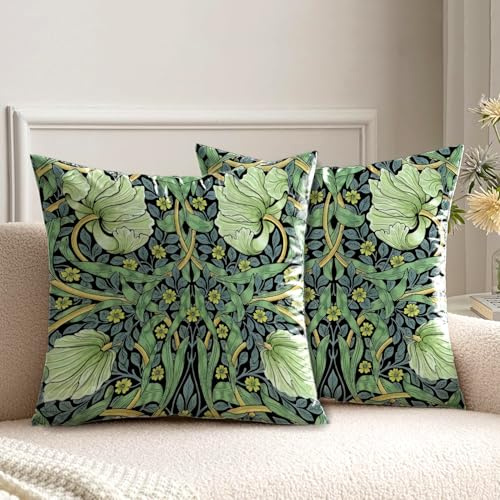 kissenbezug 40x40 cm kissen william morris grün blatt deko für sofakissen kissenbezüge 2er set doppelseitiges muster dekokissen couchkissen kissenhülle sofa schlafzimmer wohnzimmer zimmer zierkissen