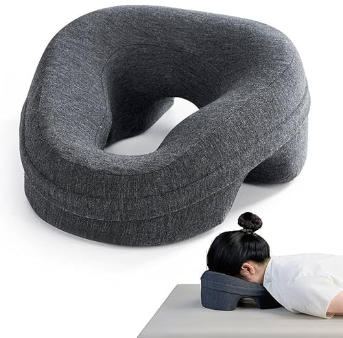 KONOVOLY Face Down Pillow After Eye Surgery, Massage Headrest Pillow for Bed, Memory Post-Eye Recovery or Beach Tanning, Prone Sleepers with Breathable Design-Dark Gray