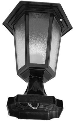 HOMOCONO Lampada a Colonna Da Esterno Lampione in Metallo e Vetro Design Europeo Esagonale Per Giardino Cortile Pilastro Porta Piccola Nera Senza Lampadina