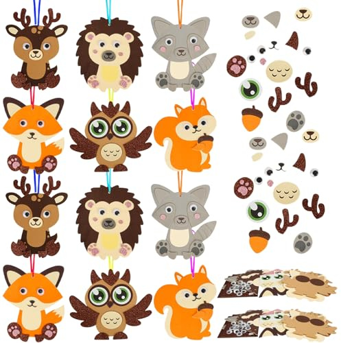 HTTDSLF 12 Herbst Tier Bastelsets für Kinder, Herbstdeko Bastelhandwerk, Herbst Kreativset Bastelset, Kreative Kunsthandwerk, für Jungen Mädchen Kindergeburtstag Kunsthandwerk